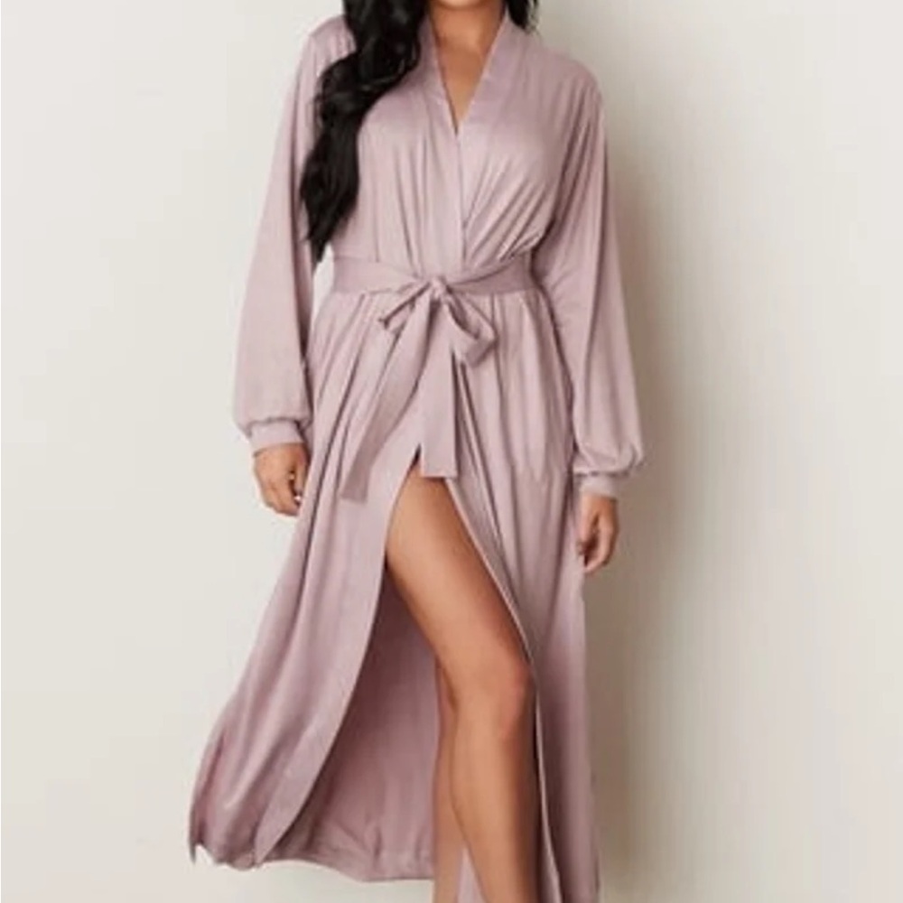MASON Grey Lavender Skyler Banded Long Robe Size L
